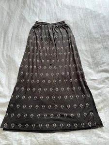 Fat Face Charcoal Grey Ikat Cotton Jersey Pull On Maxi Skirt Size S Pocket Slits - Picture 1 of 13