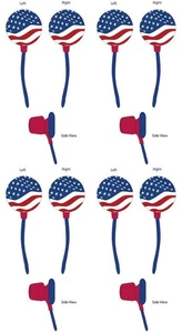 Lot of 4 US American Wavy Flag 4th of July Ear Buds In-Ear Headphones 3.5mm - Picture 1 of 4