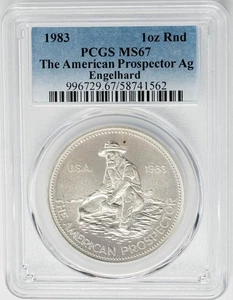 1983 American Prospector Ag Engelhard Silver 1oz Round MS67 PCGS 950729-1Q - Picture 1 of 3