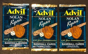 (3)x Nolan Ryan 1993 Pacific Advil Ibuprofeno 27º Año Comm. Paquetes de tarjetas de béisbol - Imagen 1 de 4