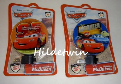 DISNEY CARS LIGHTNING McQUEEN PISTON CUP 2 NIGHT LIGHTS GUIDO LUIGI NIP READ - Image 1 of 3