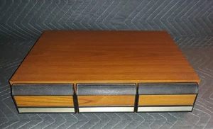 Vintage Wood Cassette Storage Case 3 Drawers - Holds 36 Tapes Faux Wood Grain - Picture 1 of 22