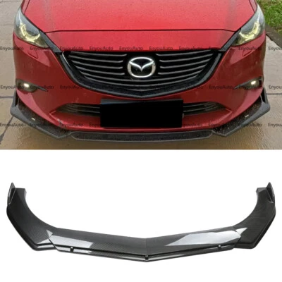 For Mazda 2 3 6 UNIVERSAL Front Bumper Lip Spoiler Splitter Carbon Fiber - Image 1 of 4