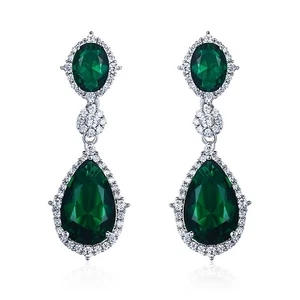 PENDIENTES DE CANDELABRO VERDE LÁGRIMA CZ BODA NOVIA GRADUACIÓN JOYERÍA CZ11915G - Imagen 1 de 5