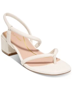 Sandalias sin cordones Cole Haan para mujer Calli tanga tacón ancho, beige talla 8M - Imagen 1 de 5