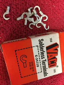 C35210 VACO NON-INSUL round fork  TERMINALS WIRE 22-18  STUD 10  100  PCS NOS - Picture 1 of 1