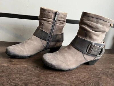 Women Pikolinos Brujas Gray Leather Ankle Zip Slouch Boots sz 37/6.5-7 - Image 1 of 4
