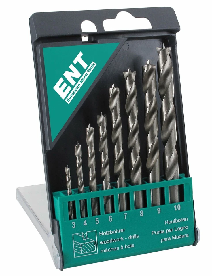ENT HSS-G Holzbohrer-Set 3-10mm 8-Teilig - Silber (9248)