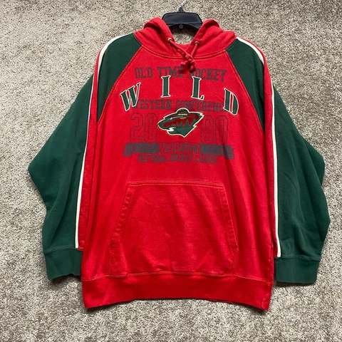 Minnesota Wild Sweater Adult Medium Red Hoodie Old Time Hockey NHL Pullover Mens Cover
