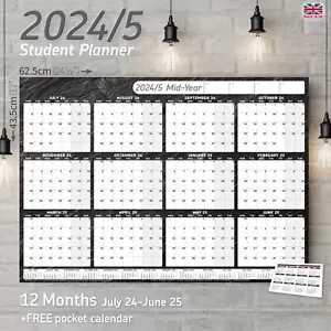 2024-2025 Mid-Year Wall Calendar A2 Planner Academic Home Office 12 Months SLATE - Picture 1 of 71