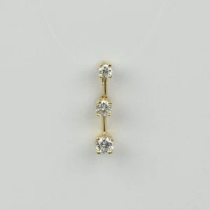 14k Yellow Gold, 3-Stone Diamond Womens Slider Necklace Pendant - Picture 1 of 2