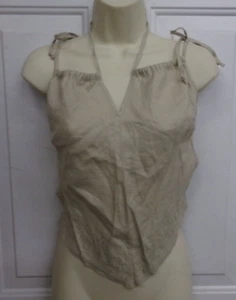 THE LIMITED Womens Size Small Tan/Khaki 100% Linen Embroidered Cami Top NEW - Picture 1 of 4