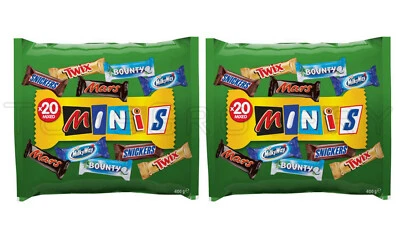 2 MARS SNICKERS MILKY WAY TWIX BOUNTY Minis bocados de chocolate dulces dulces 400 g Foto 1 de 4