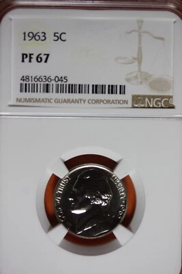 1963- NGC PF67 JEFFERSON NICKEL #B41765 - Image 1 of 2