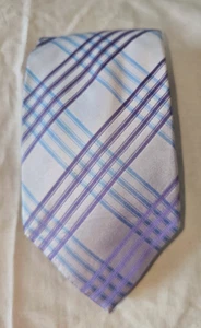 TED BAKER MENS PURPLE MIX CHECK TIE LENGTH 60" WIDTH 4" (MT56) - Picture 1 of 5