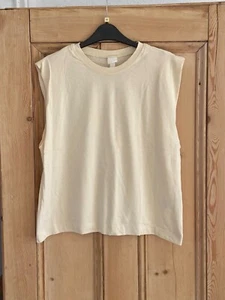 H&M Ladies Lemon yellow crew neck loose fit sleeveless cotton T-shirt size Small - Picture 1 of 2