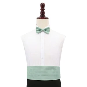 Staubgrün Herren Cummerbund einfache Shantung Hochzeit verstellbares Zubehör von DQT - Bild 1 von 1
