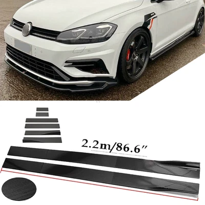 Carbon Fiber 86.6inch Side Skirt Extensions Rocker Panel For Volkswagen VW Foto 1 de 4