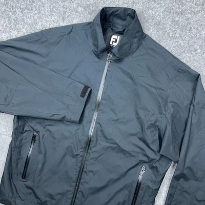 FootJoy Jacket Men Large Black DryJoys Waterproof Golf Rain Full Zip Lightweight - Image 1 of 4
