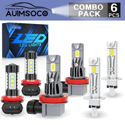 For Ford Fiesta 2014-2017 Led Headlight Hi/Lo+Fog light Combo Bulbs White 6pcs - Image 1 of 4