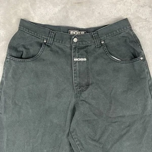 Vintage Boss Jeans Herren 36x30 Fit Grün Y2K Baggy Hip Hop Skater Spellout - Bild 1 von 10