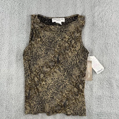 Jones New York 连衣裙女式 8 码棕色黑色蛇纹无袖上衣全新带标签 — 第 1/4 张图片