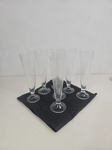 Juego de 7 flautas de champán de cristal de Murano de Carlo Moretti sopladas en boca en Italia - Imagen 1 de 11