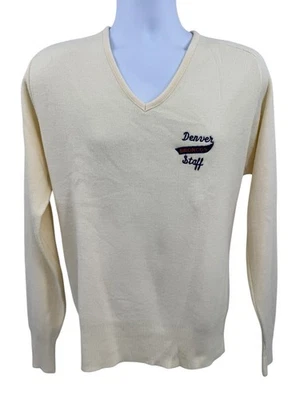 Suéter Vintage Denver Broncos Fútbol Staff Cuello en V Blanco Logo 7 Talla Grande Foto 1 de 4