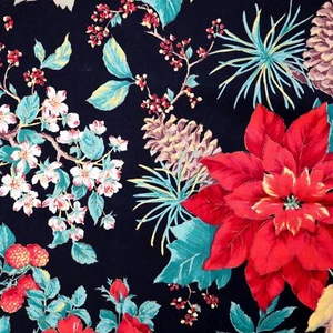Cotton Quilting Fabric Concord Kessler Red Poinsettia Apple Blossom Christmas - Picture 1 of 3