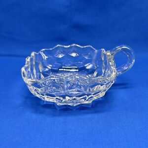 VTG Fostoria Early American Clear Glass Square Nappy Soup Bowl Handled 5-1/2"