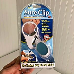 SURE CLIP NAIL CLIPPER WITH BUILT-IN MAGNIFIER, BRIGHT LED LIGHT, Non-Slip Grip
