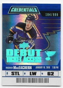 19/20 UPPER DECK CREDENTIALS DEBUT TICKET ACCESS RC #59 M. MacEachern #104/999 - Picture 1 of 1
