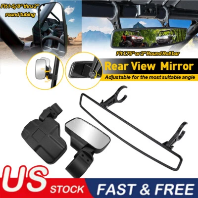 For Kawasaki Mule 3000 3010 4000 4010 UTV Rear-View Wide Center Side Mirrors Set - Изображение 1 из 4
