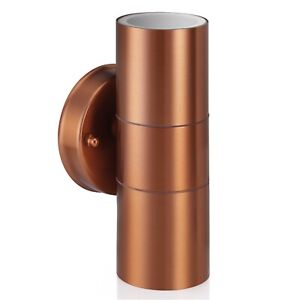 Auraglow Stainless Steel Outdoor Double Up & Down Wall Light & LED Bulb - COPPER
