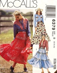 1990's McCall's Misses' Western Shirt,Skirt Pattern 6379 Size 8-12 UNCUT - Picture 1 of 3