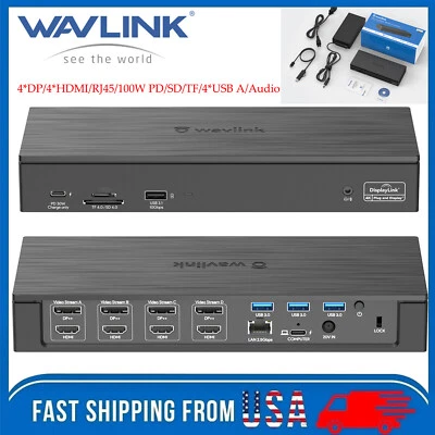 Thunderbolt 3 Laptop Docking Station USB C Dock Quadruple Monitor 4*HDMI/4*DP - Image 1 of 4