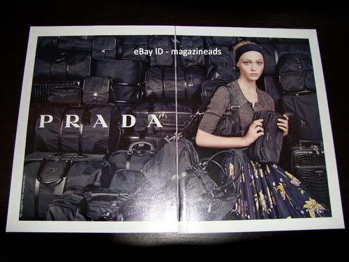 PRADA 2 PAGINE STAMPA AD RESORT 2008 SASHA PIVOVAROVA STEVEN MEISEL BELLA RAGAZZA
