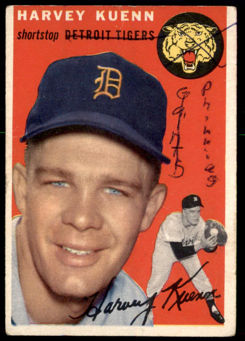 1954 Topps Canadian #25 Harvey Kuenn (writing) Poor