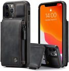 For iPhone 13 12 11 Pro Max Leather Wallet Card Holder Zipper Stand Case Cover