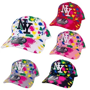 Unisex Splash Print NY Block Snapback Baseball Cap Hat Adults - Picture 1 of 16