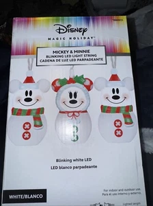 Disney Mickey & Minnie 8 Ct 7-ft MultiFunction White LED Christmas String Lights - Picture 1 of 2