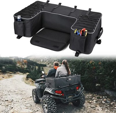 ATV Part Rear Rack Back Seat Storage Pack Luggage Bag Cushion Pad Padded Black - Image 1 of 4