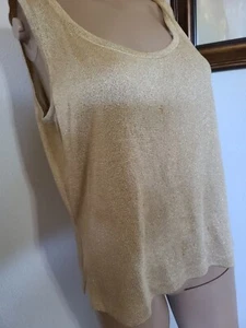 St. John Basics Gold Santana Knit Tank Gr. S Sparkle Metallic Sleeveless Shell - Bild 1 von 7