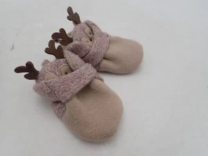 Baby Reindeer Bootie Slippers Brown Hook & Loop - Cat & Jack size 3-6 months - Picture 1 of 4