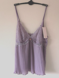 LUXURY M&S ROSIE SIZE 14 LILAC PLEATED LACE TRIMMED CAMISOLE FREE POST