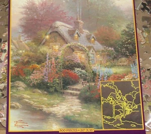 Thomas Kinkade Art Lamplight Bridge 500 Piece Puzzle Bag 20x16 Glow in the Dark - Picture 1 of 3