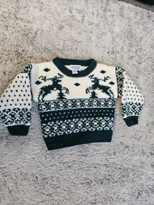 One Of A Kind By Shirley Duffy VTG Handmade Kids Sweater Size 4-5 Virgin Wool - Picture 1 of 5