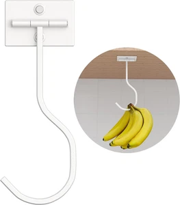 White Foldable Banana Hook under Cabinet - Adhesive Banana Hanger, Banana Holder - Picture 1 of 12