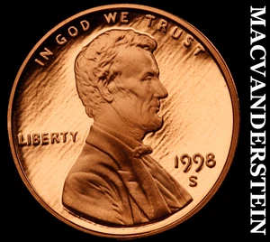 1998-S Lincoln Memorial Cent - Choice Gem Proof Lustrous No Reserve #F3124 - Picture 1 of 2