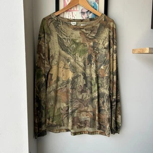 T-shirt manica lunga VINTAGE anni 80 90 | Sun Faded Advantage legno mimetico tasca L - Foto 1 di 8